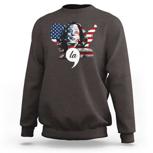 Comma La Harris Sweatshirt American Flag President 2024 TS09 Dark Chocolate Print Your Wear