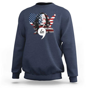 Comma La Harris Sweatshirt American Flag President 2024 TS09 Navy Print Your Wear