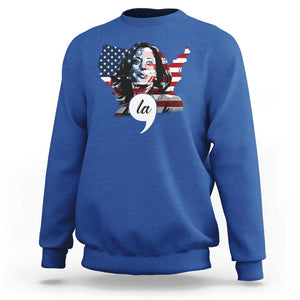 Comma La Harris Sweatshirt American Flag President 2024 TS09 Royal Blue Print Your Wear