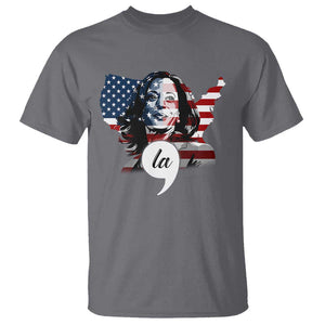 Comma La Harris T Shirt American Flag President 2024 TS09 Charcoal Print Your Wear