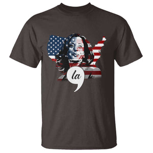 Comma La Harris T Shirt American Flag President 2024 TS09 Dark Chocolate Print Your Wear