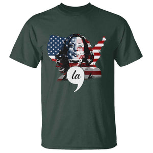 Comma La Harris T Shirt American Flag President 2024 TS09 Dark Forest Green Print Your Wear