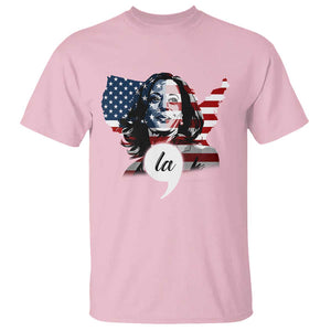 Comma La Harris T Shirt American Flag President 2024 TS09 Light Pink Print Your Wear