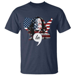 Comma La Harris T Shirt American Flag President 2024 TS09 Navy Print Your Wear