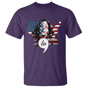 Comma La Harris T Shirt American Flag President 2024 TS09 Purple Print Your Wear