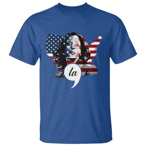 Comma La Harris T Shirt American Flag President 2024 TS09 Royal Blue Print Your Wear