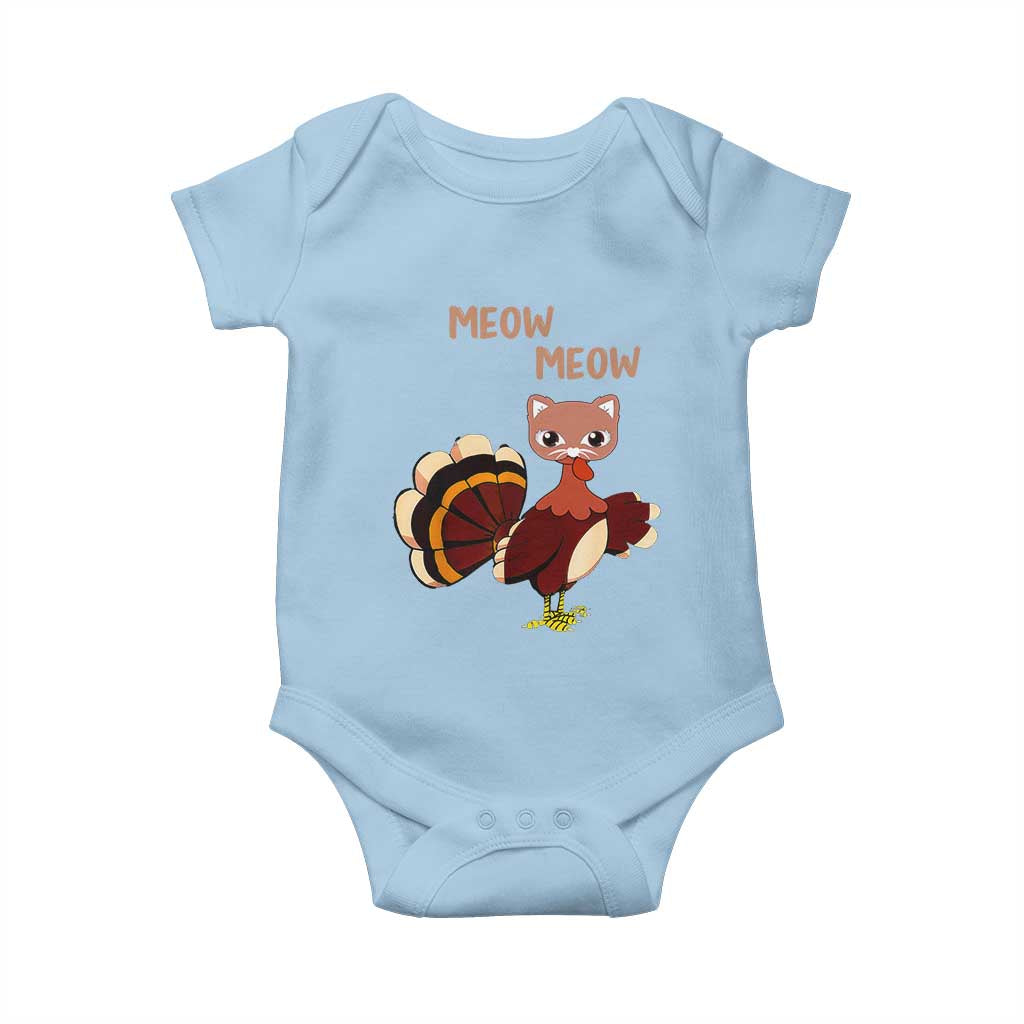 Thanksgiving Baby Onesie Funny Turkey Fake Meow Meow TS09 Light Blue Print Your Wear