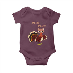 Thanksgiving Baby Onesie Funny Turkey Fake Meow Meow TS09 Maroon Print Your Wear