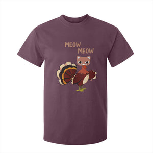 Thanksgiving T Shirt For Kid Funny Turkey Fake Meow Meow TS09 Maroon Print Your Wear