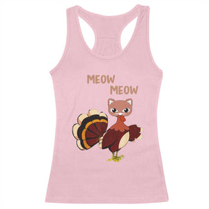 Thanksgiving Racerback Tank Top Funny Turkey Fake Meow Meow TS09 Light Pink Print Your Wear