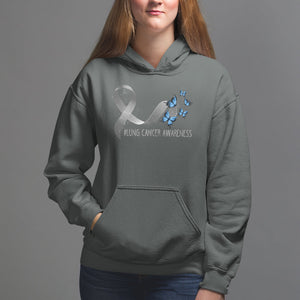 Pretty White Ribbon Butterfly Lung Cancer Awareness Hoodie TS09 Dark Heather Printyourwear