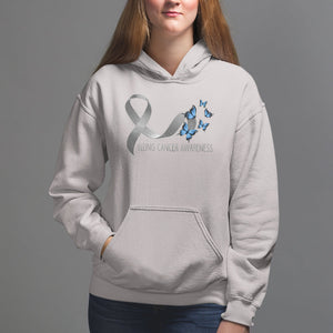 Pretty White Ribbon Butterfly Lung Cancer Awareness Hoodie TS09 Ice Gray Printyourwear