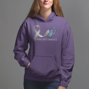 Pretty White Ribbon Butterfly Lung Cancer Awareness Hoodie TS09 Purple Printyourwear