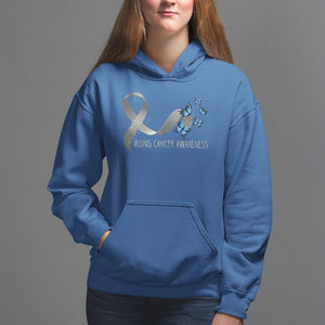 Pretty White Ribbon Butterfly Lung Cancer Awareness Hoodie TS09 Royal Blue Printyourwear