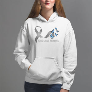 Pretty White Ribbon Butterfly Lung Cancer Awareness Hoodie TS09 White Printyourwear