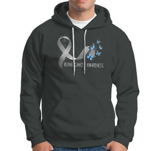 Pretty White Ribbon Butterfly Lung Cancer Awareness Hoodie TS09 Dark Heather Printyourwear