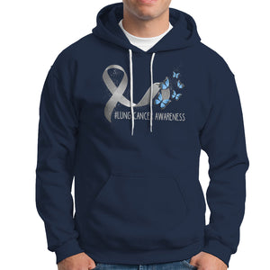 Pretty White Ribbon Butterfly Lung Cancer Awareness Hoodie TS09 Navy Printyourwear