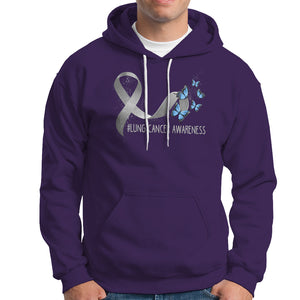 Pretty White Ribbon Butterfly Lung Cancer Awareness Hoodie TS09 Purple Printyourwear