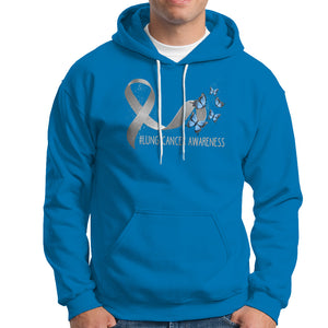 Pretty White Ribbon Butterfly Lung Cancer Awareness Hoodie TS09 Sapphire Printyourwear