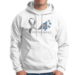 Pretty White Ribbon Butterfly Lung Cancer Awareness Hoodie TS09 White Printyourwear