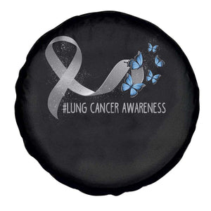 Pretty White Ribbon Butterfly Lung Cancer Awareness Spare Tire Cover TS09 Print Your Wear