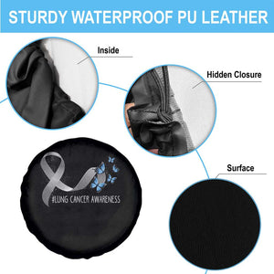 Pretty White Ribbon Butterfly Lung Cancer Awareness Spare Tire Cover TS09 Print Your Wear