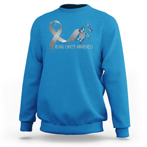 Pretty White Ribbon Butterfly Lung Cancer Awareness Sweatshirt TS09 Sapphire Printyourwear