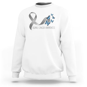 Pretty White Ribbon Butterfly Lung Cancer Awareness Sweatshirt TS09 White Printyourwear