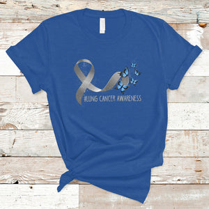 Pretty White Ribbon Butterfly Lung Cancer Awareness T Shirt TS09 Royal Blue Printyourwear