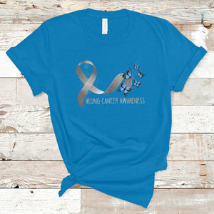 Pretty White Ribbon Butterfly Lung Cancer Awareness T Shirt TS09 Sapphire Printyourwear