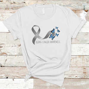 Pretty White Ribbon Butterfly Lung Cancer Awareness T Shirt TS09 White Printyourwear