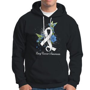 Pretty White Ribbon Bird Lung Cancer Awareness Hoodie TS09 Black Printyourwear