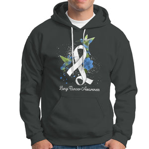 Pretty White Ribbon Bird Lung Cancer Awareness Hoodie TS09 Dark Heather Printyourwear