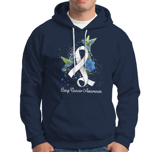 Pretty White Ribbon Bird Lung Cancer Awareness Hoodie TS09 Navy Printyourwear