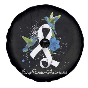Pretty White Ribbon Bird Lung Cancer Awareness Spare Tire Cover TS09 Print Your Wear