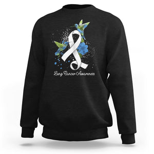 Pretty White Ribbon Bird Lung Cancer Awareness Sweatshirt TS09 Black Printyourwear