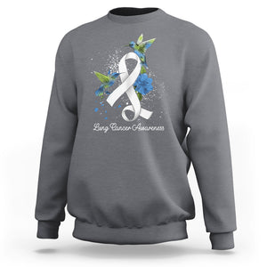 Pretty White Ribbon Bird Lung Cancer Awareness Sweatshirt TS09 Charcoal Printyourwear