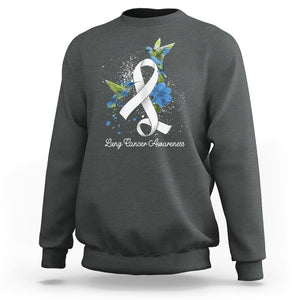 Pretty White Ribbon Bird Lung Cancer Awareness Sweatshirt TS09 Dark Heather Printyourwear