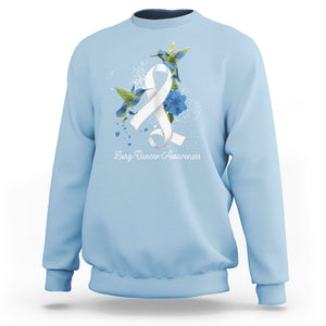 Pretty White Ribbon Bird Lung Cancer Awareness Sweatshirt TS09 Light Blue Printyourwear