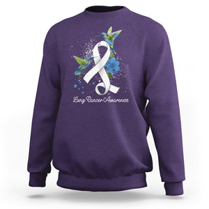 Pretty White Ribbon Bird Lung Cancer Awareness Sweatshirt TS09 Purple Printyourwear