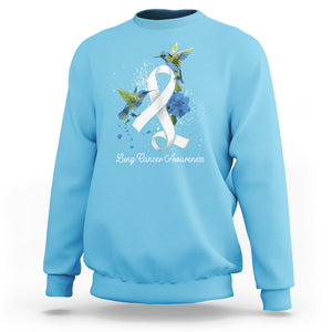 Pretty White Ribbon Bird Lung Cancer Awareness Sweatshirt TS09 Sky Printyourwear