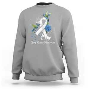 Pretty White Ribbon Bird Lung Cancer Awareness Sweatshirt TS09 Sport Gray Printyourwear