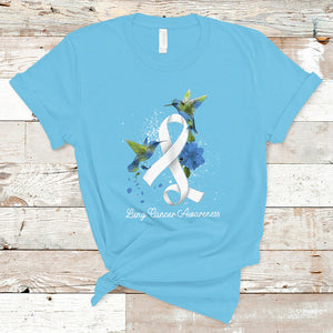 Pretty White Ribbon Bird Lung Cancer Awareness T Shirt TS09 Sky Printyourwear