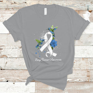 Pretty White Ribbon Bird Lung Cancer Awareness T Shirt TS09 Sport Gray Printyourwear