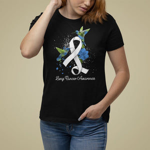 Pretty White Ribbon Bird Lung Cancer Awareness T Shirt For Women TS09 Black Printyourwear