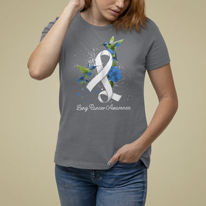 Pretty White Ribbon Bird Lung Cancer Awareness T Shirt For Women TS09 Charcoal Printyourwear