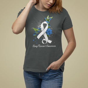 Pretty White Ribbon Bird Lung Cancer Awareness T Shirt For Women TS09 Dark Heather Printyourwear