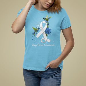 Pretty White Ribbon Bird Lung Cancer Awareness T Shirt For Women TS09 Sky Printyourwear