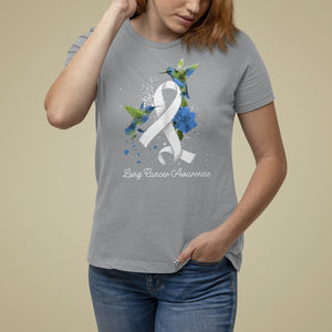 Pretty White Ribbon Bird Lung Cancer Awareness T Shirt For Women TS09 Sport Gray Printyourwear