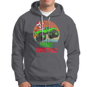 Merry Christmas Santa Monster Truck Dabbing Hoodie TS09 Charcoal Printyourwear